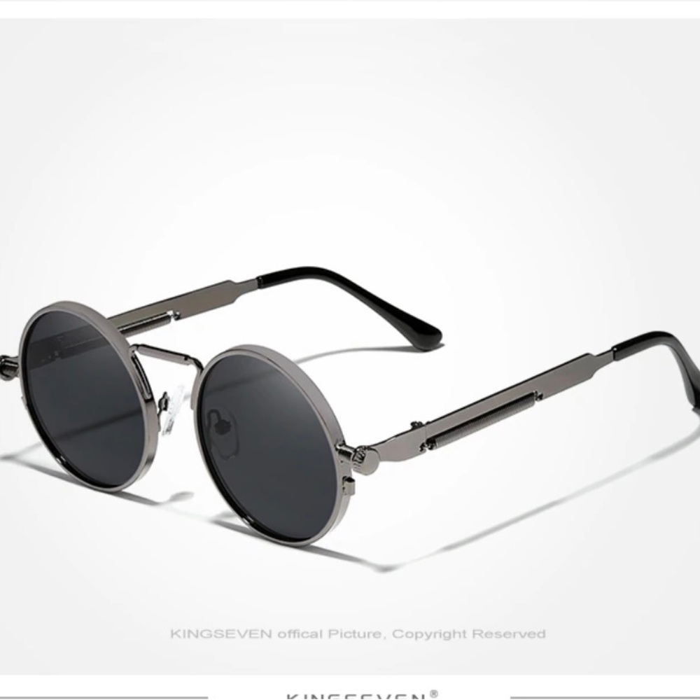 KINGSEVEN Gothic Steampunk Polarized Designer Vintage Round Metal Frame … - Picture 2 of 5